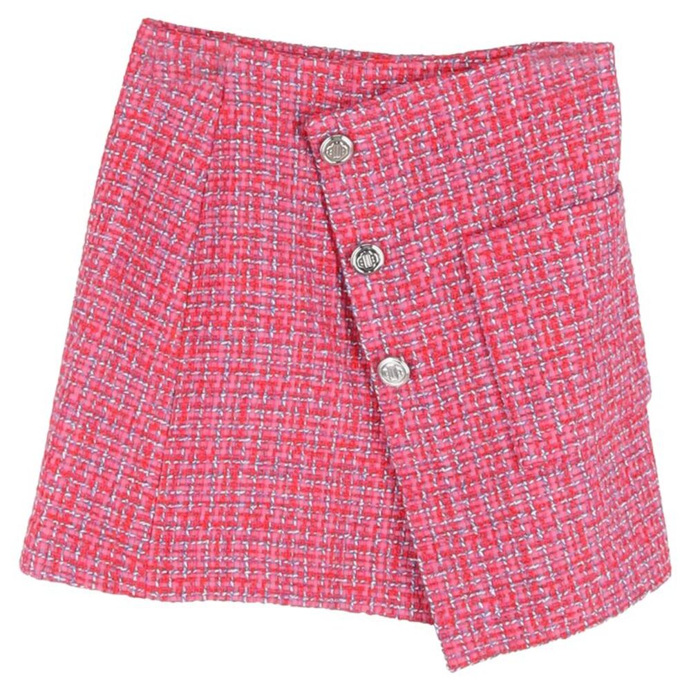 Maje Jolia Asymmetric Tweed Mini Skirt in Pink Polyamide